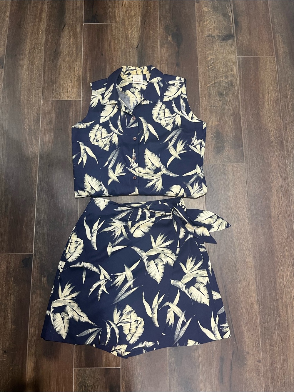 Vintage EP Pro Y2K Hawaiian Tropical Floral Print Skort Matching Set 100% Silk
